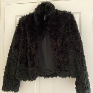 Womens Black Faux Fur Jacket